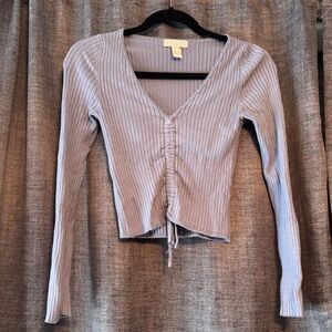 Divided Light Blue Ribbed Long Sleeve Top